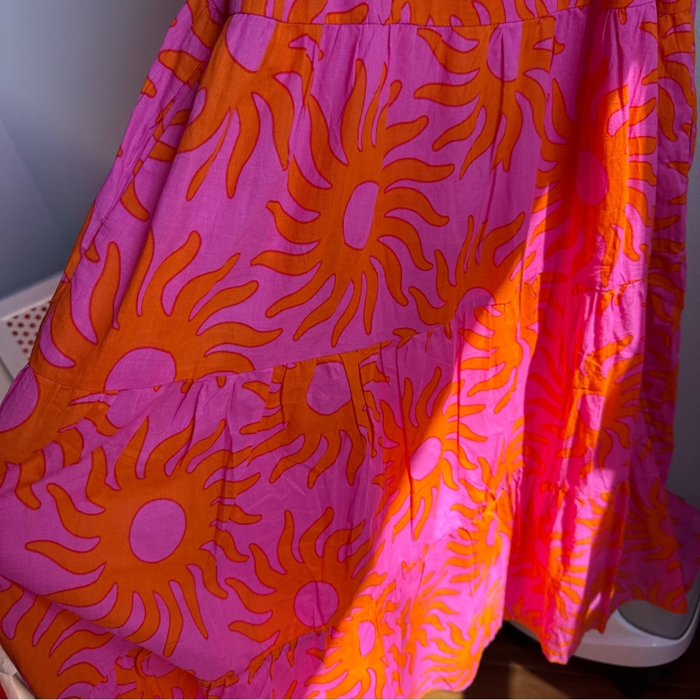 NWT J.Marie Mara Floral V-Neck Ruffle Sleeve Midi A-Line Dress Sz L - Picture 8 of 13